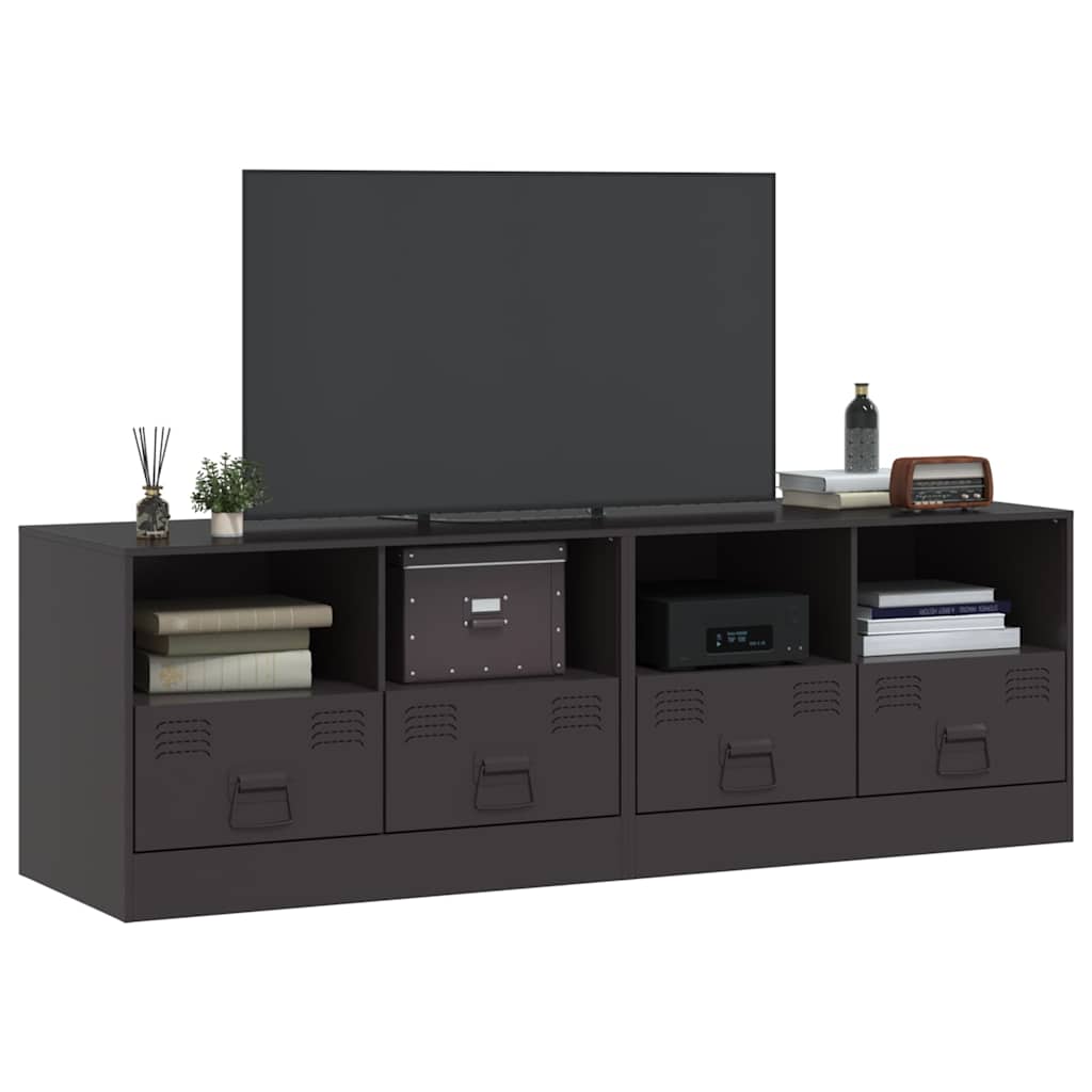 vidaXL 2 Piece TV Cabinet Set Black 67x39x44 cm Steel