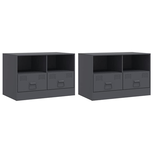 vidaXL 2 Piece TV Cabinet Set Anthracite 67x39x44 cm Steel