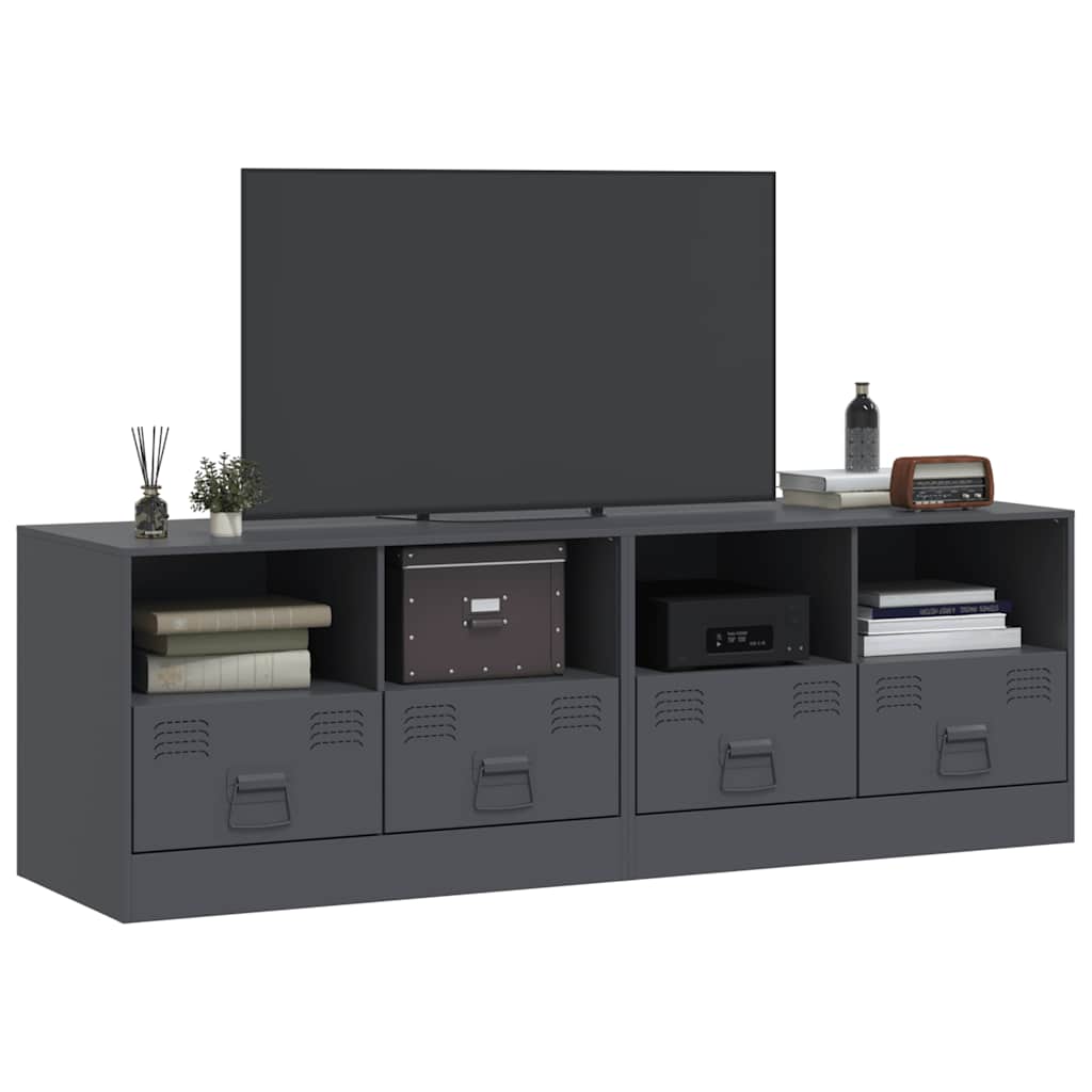 vidaXL 2 Piece TV Cabinet Set Anthracite 67x39x44 cm Steel