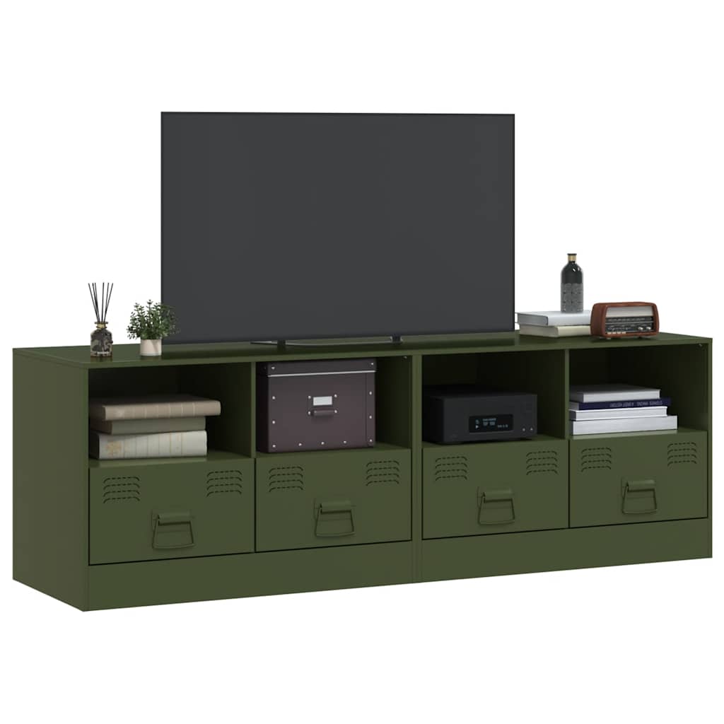 vidaXL 2 Piece TV Cabinet Set Olive Green 67x39x44 cm Steel