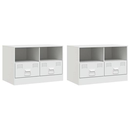vidaXL 2 Piece TV Cabinet Set White 67x39x44 cm Steel