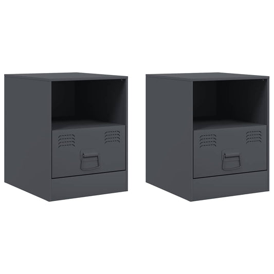 vidaXL Bedside Cabinets 2 pcs Anthracite 34,5x39x44 cm Steel