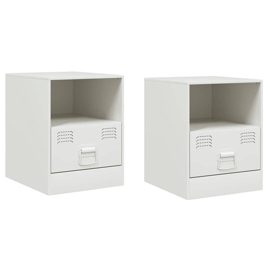 vidaXL Bedside Cabinets 2 pcs White 34,5x39x44 cm Steel