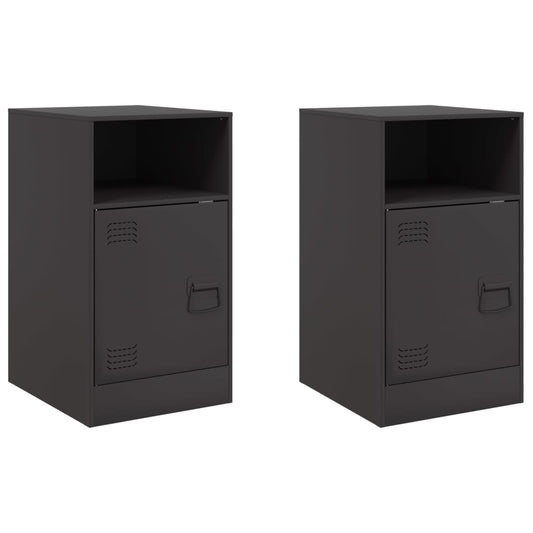 vidaXL Bedside Cabinets 2pcs Black 34,5x39x62 cm Steel