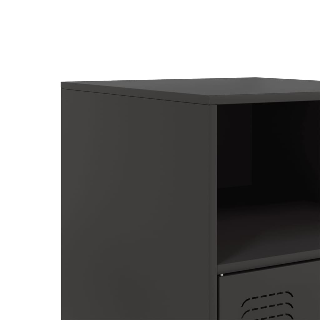 vidaXL Bedside Cabinets 2pcs Black 34,5x39x62 cm Steel