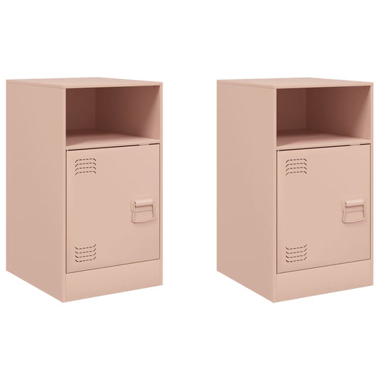 vidaXL Bedside Cabinets 2pcs Pink 34,5x39x62 cm Steel