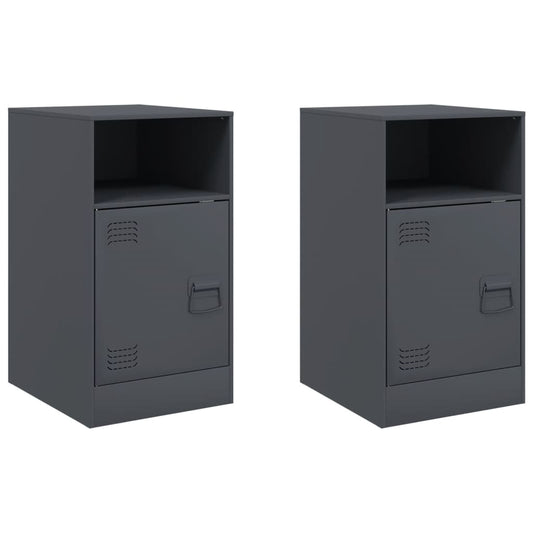 vidaXL Bedside Cabinets 2pcs Anthracite 34,5x39x62 cm Steel