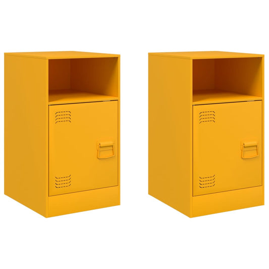 vidaXL Bedside Cabinets 2 pcs Mustard Yellow 34,5x39x62 cm Steel