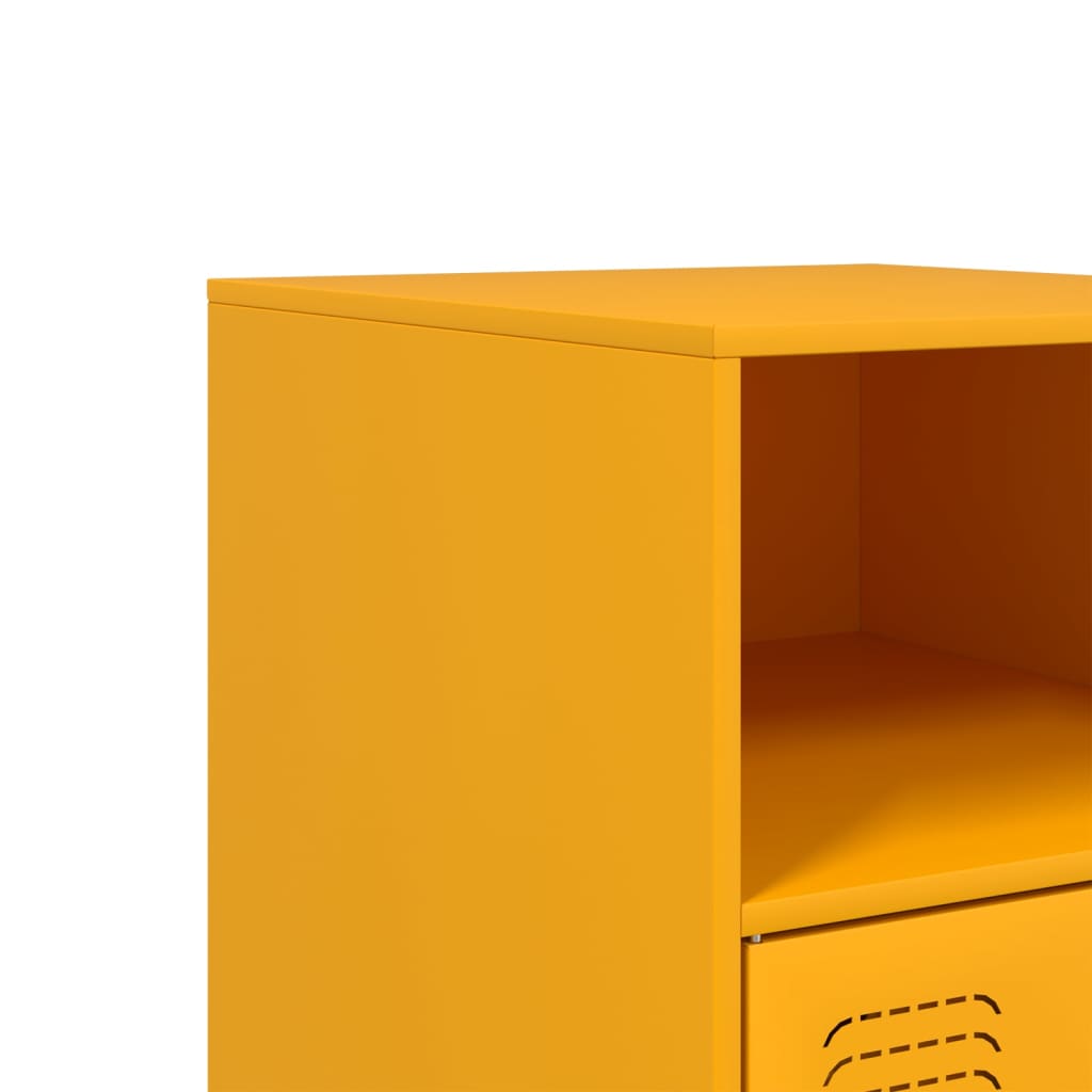 vidaXL Bedside Cabinets 2 pcs Mustard Yellow 34.5x39x62 cm Steel