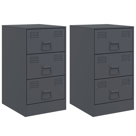 vidaXL Bedside Cabinets 2 pcs Anthracite 34,5x39x62 cm Steel