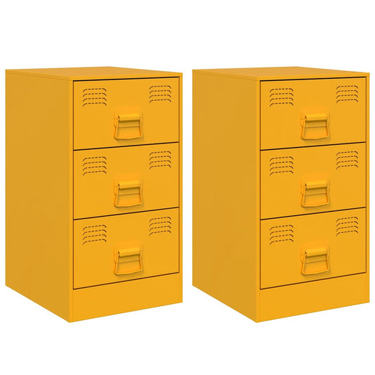 vidaXL Bedside Cabinets 2 pcs Mustard Yellow 34,5x39x62 cm Steel
