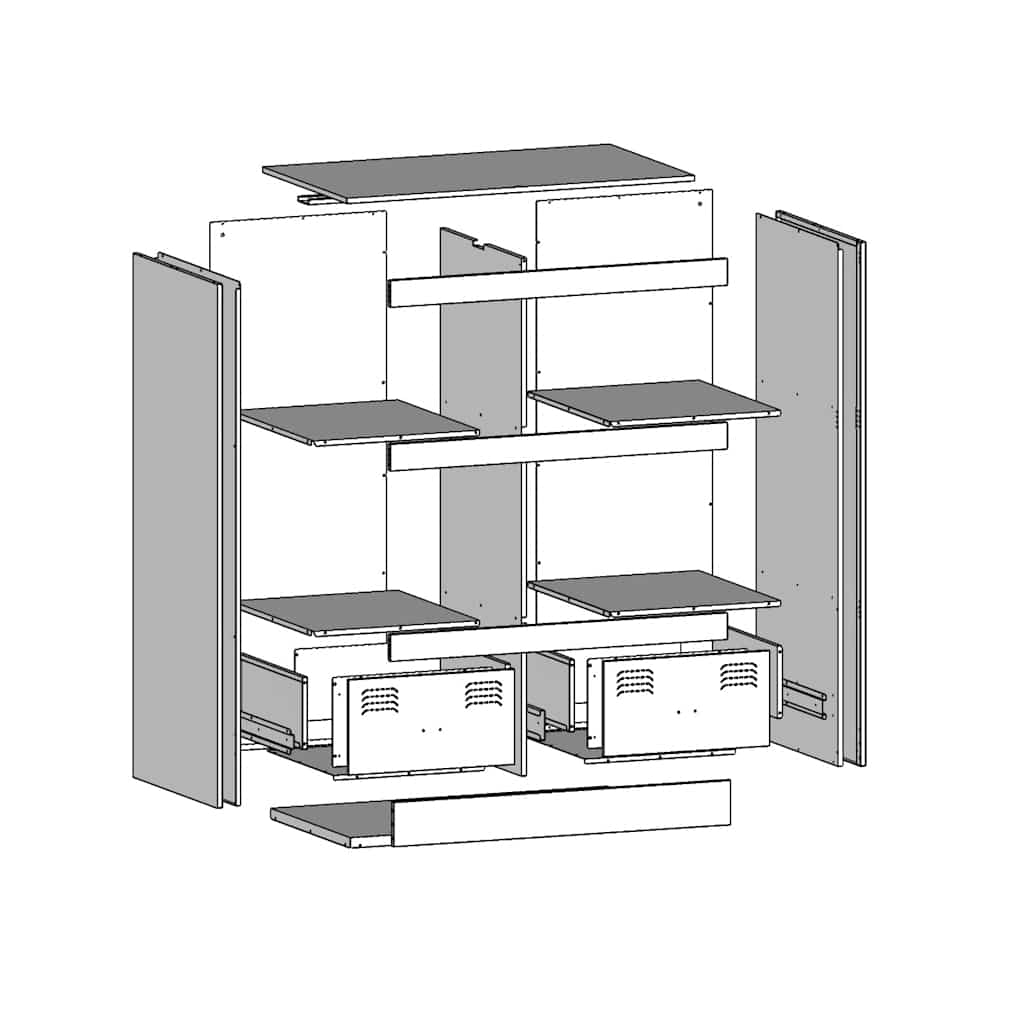 vidaXL Highboard White 67x39x95 cm Steel