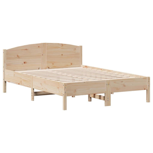 vidaXL Bed Frame | Natural Wood | Solid pine wood, Plywood | Double | Bed Frame