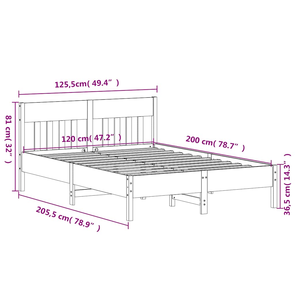 vidaXL Bed Frame without Mattress 120x200 cm Solid Wood Pine