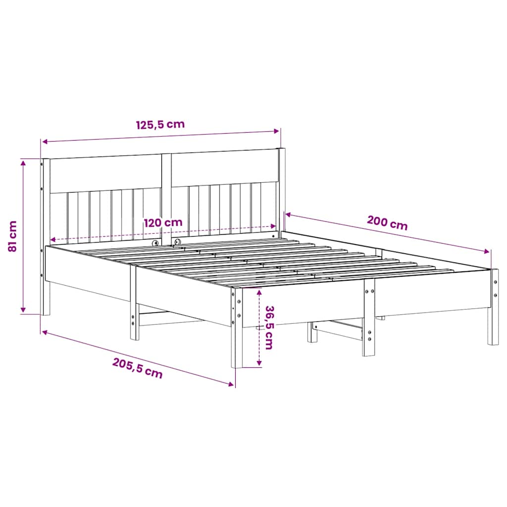 vidaXL Bed Frame without Mattress White 120x200 cm Solid Wood Pine