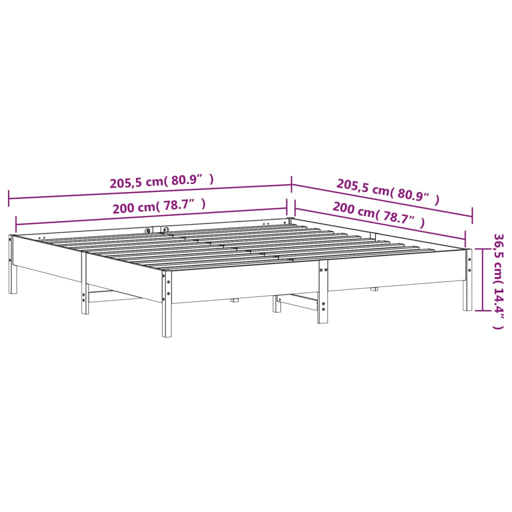 vidaXL Bed Frame | Wax brown | Solid pine wood, Plywood slats | Double | Durable