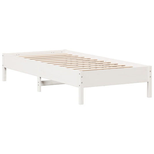 vidaXL Bed Frame | White | Solid pine wood, Plywood | 90x200 cm | Durable