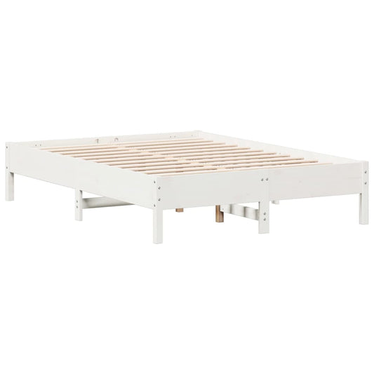 vidaXL Bed Frame | White | Solid pine wood, Plywood | 140x190 cm | Modern