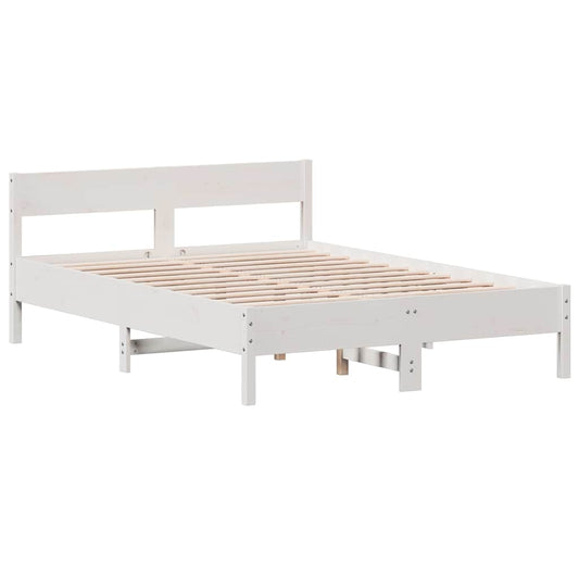 vidaXL Bed Frame without Mattress White 150x200 cm King Size Solid Wood Pine