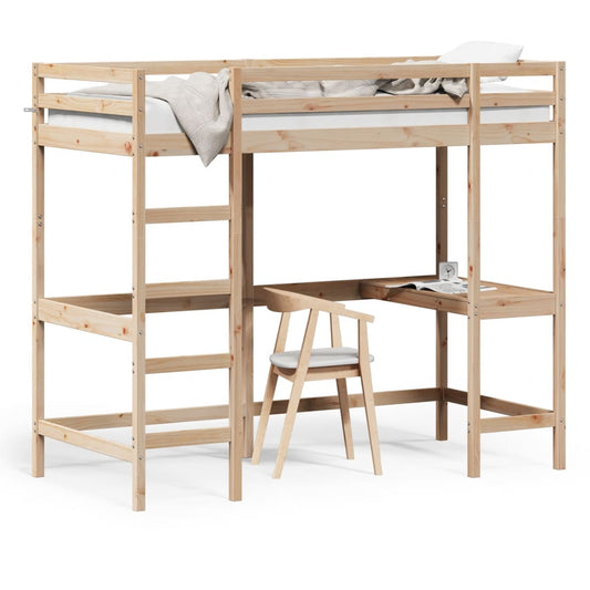 vidaXL Loft Bed without Mattress 100x200 cm Solid Wood Pine