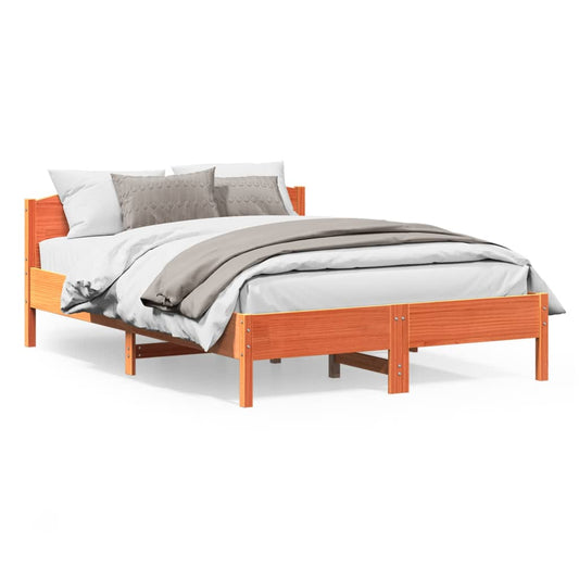 vidaXL Bed Frame | Wax Brown | Solid Pine Wood | Double | Bed Frame