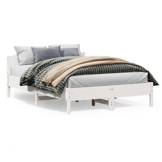 vidaXL Bed Frame | White | Solid Pine Wood, Plywood | King Size | Durable