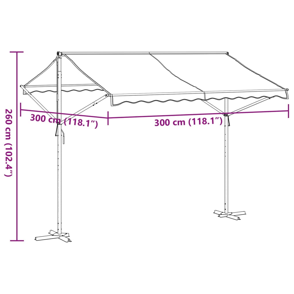 vidaXL Free Standing Awning Blue and White 300x300 cm Fabric and Steel