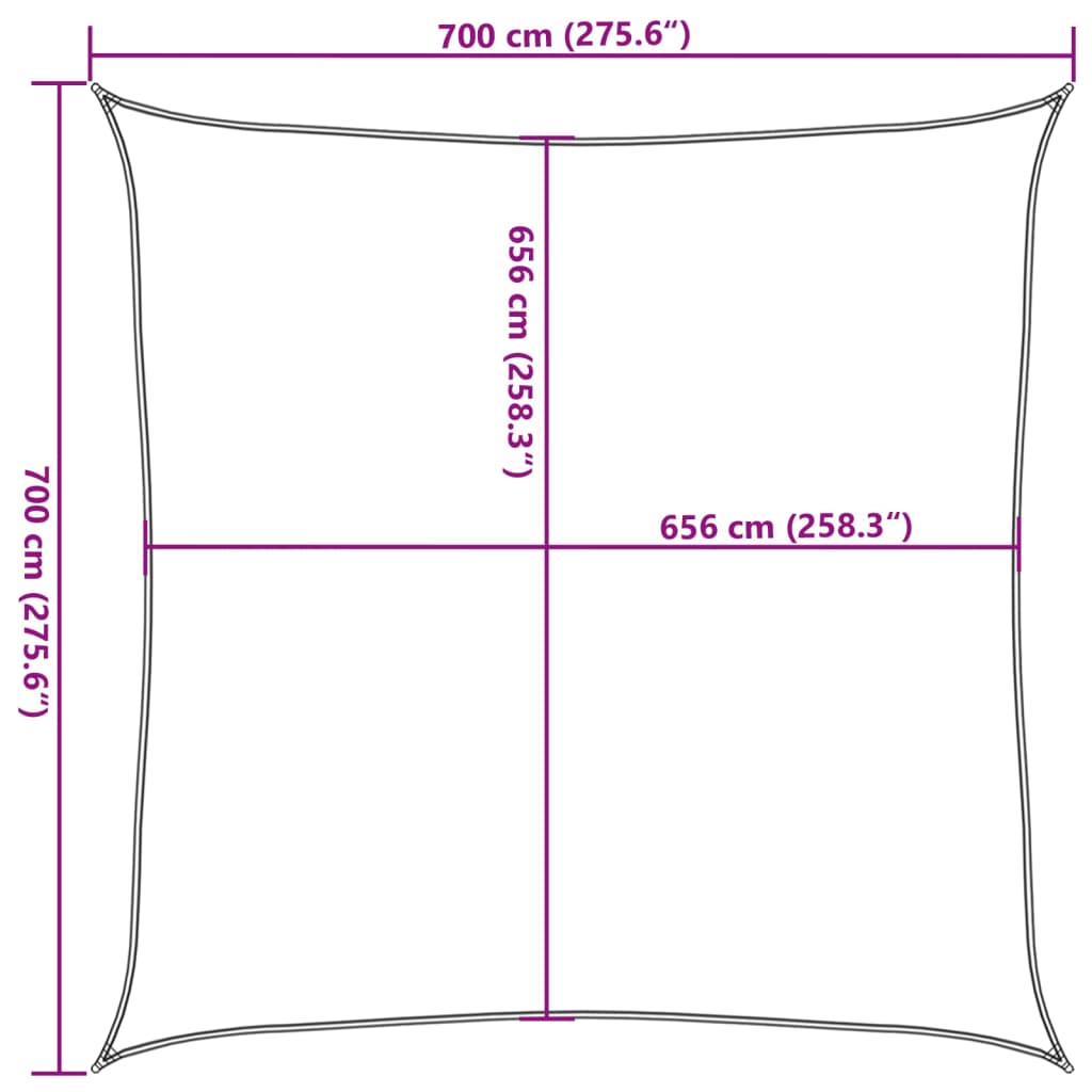 vidaXL Sun Shade Sail Light Grey 7x7 m 100% Polyester Oxford