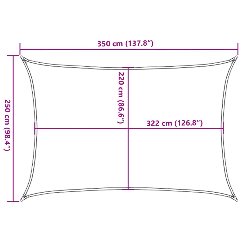 vidaXL Sun Shade Sail Light Grey 3.5x2.5 m 100% Polyester Oxford