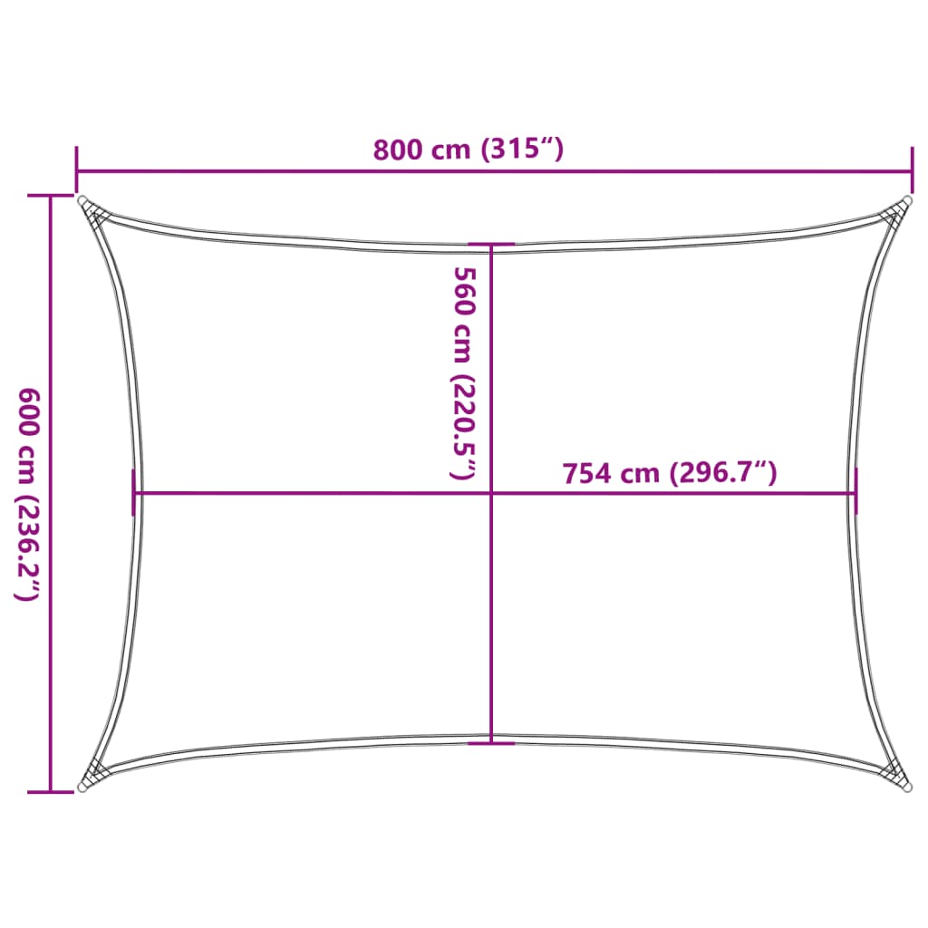 vidaXL Sun Shade Sail Light Grey 8x6 m 100% Polyester Oxford
