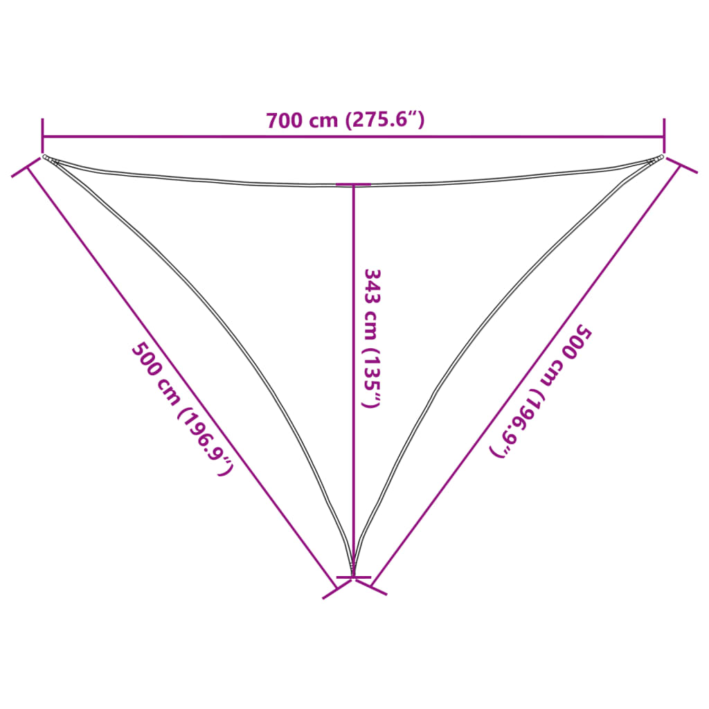 vidaXL Sun Shade Sail Light Grey 7x5x5 m 100% Polyester Oxford