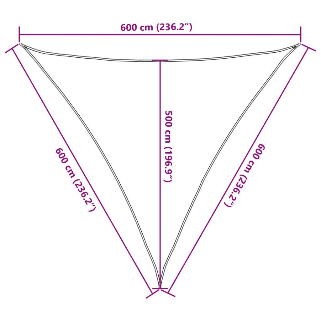 vidaXL Sun Shade Sail Light Grey 6x6x6 m 100% Polyester Oxford