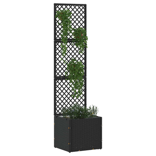 vidaXL Garden Trellis Planter Black 35 x 30 x 135 cm Metal