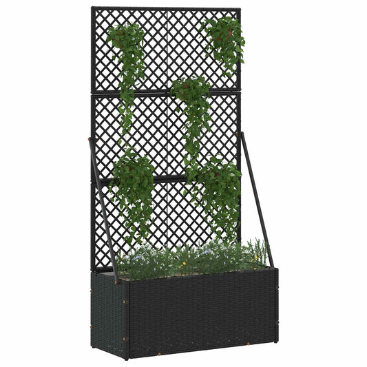 vidaXL Garden Trellis Planter Black 70 x 30 x 135 cm Metal