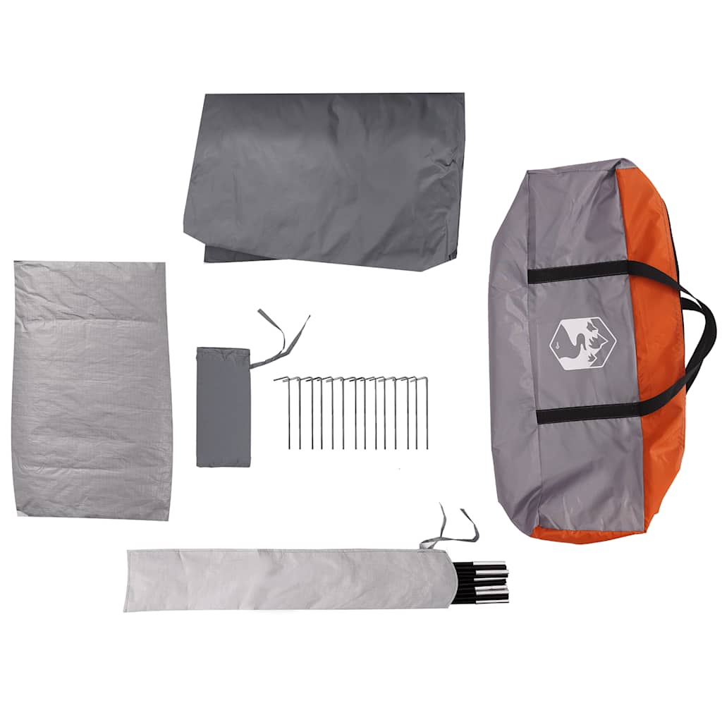 vidaXL Family Tent Tipi 8-Person Grey and Orange Waterproof