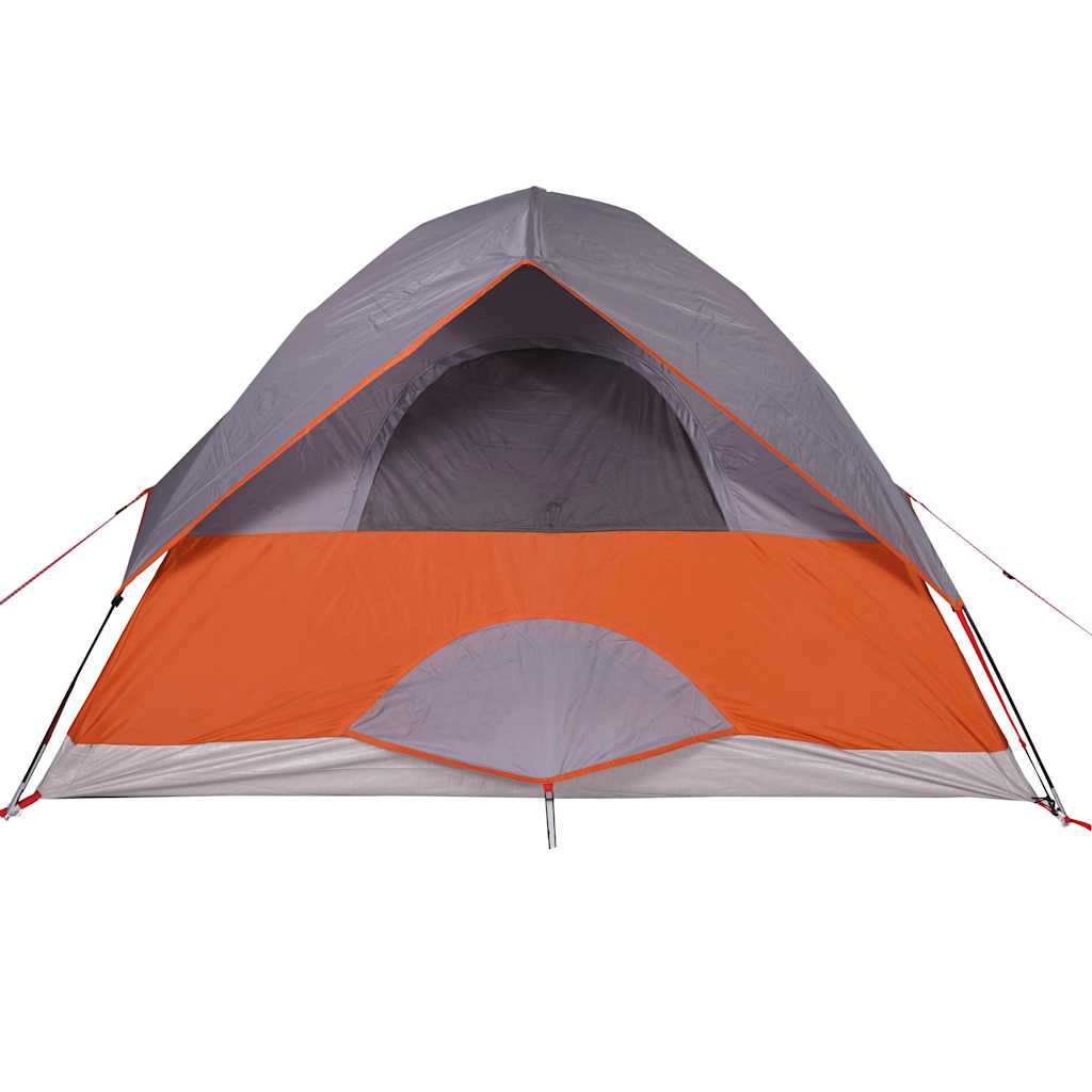 vidaXL Camping Tent Dome 4-Person Grey and Orange Waterproof