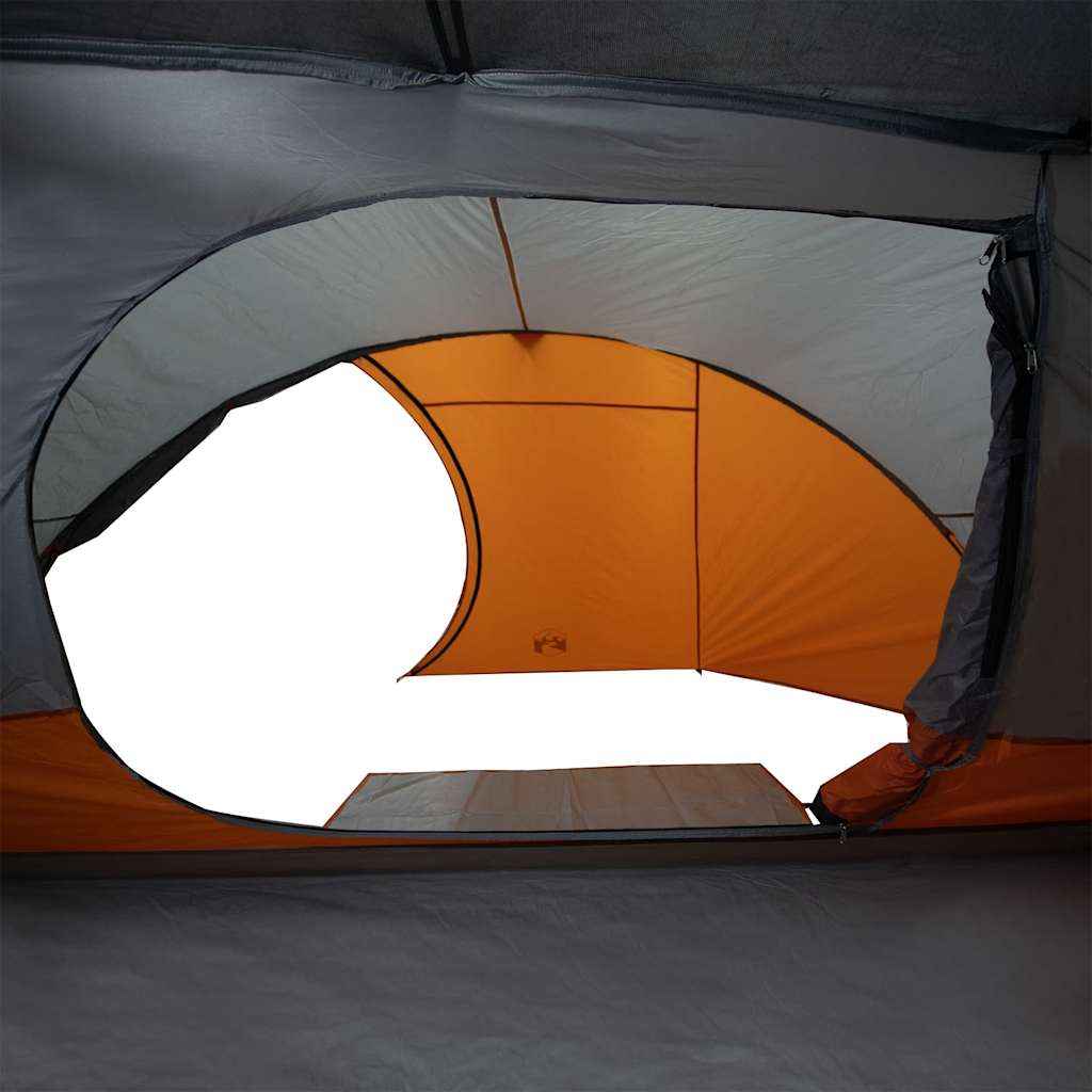 vidaXL Camping Tent Dome 4-Person Grey and Orange Waterproof