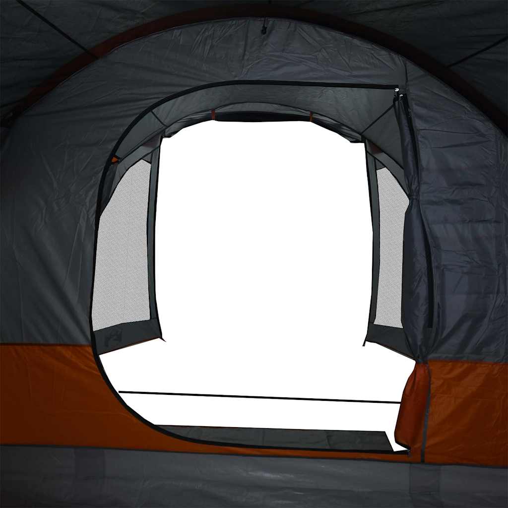 vidaXL Family Tent Tunnel 8-Person Grey and Orange Waterproof