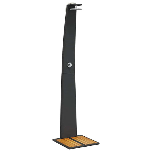 vidaXL Outdoor Shower Black 55x60x224 cm Poly Rattan and Acacia Wood