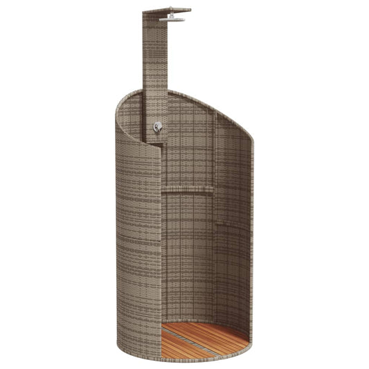 vidaXL Outdoor Shower Grey 100x100x241,5 cm Poly Rattan and Acacia Wood