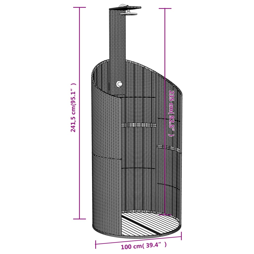 vidaXL Outdoor Shower Grey 100x100x241,5 cm Poly Rattan and Acacia Wood