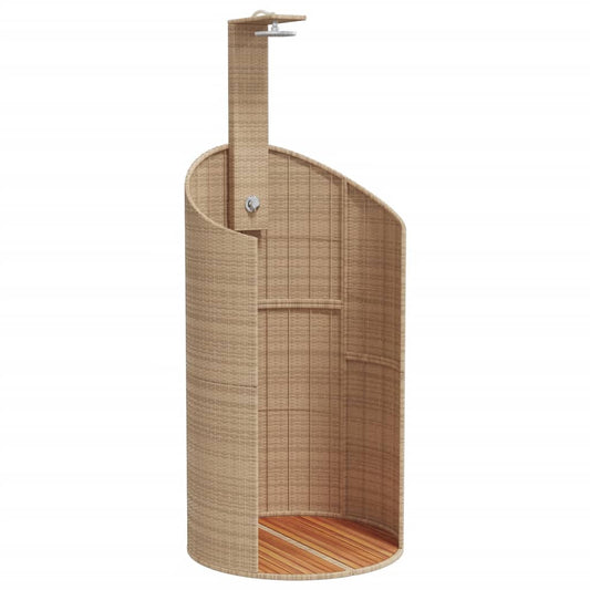 vidaXL Outdoor Shower Beige 100x100x241,5 cm Poly Rattan and Acacia Wood