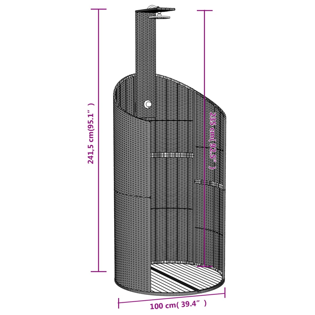 vidaXL Outdoor Shower Beige 100x100x241,5 cm Poly Rattan and Acacia Wood