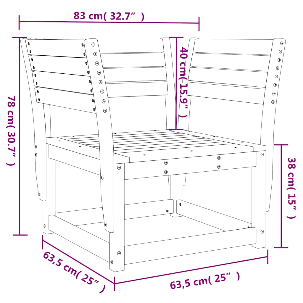 vidaXL Garden Chair | Natural Pine | Solid Pine Wood | Medium | Modular