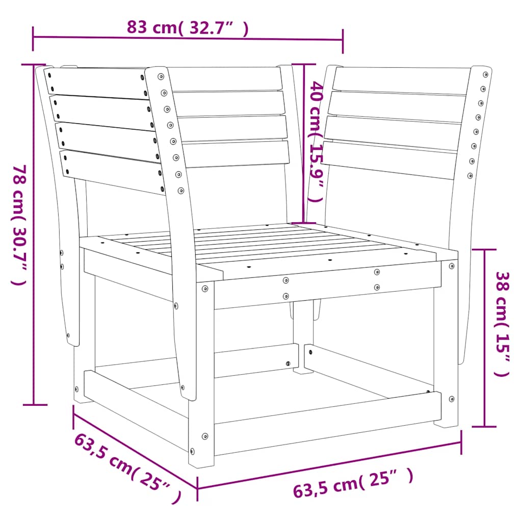 vidaXL Garden Chair White Solid Wood Pine