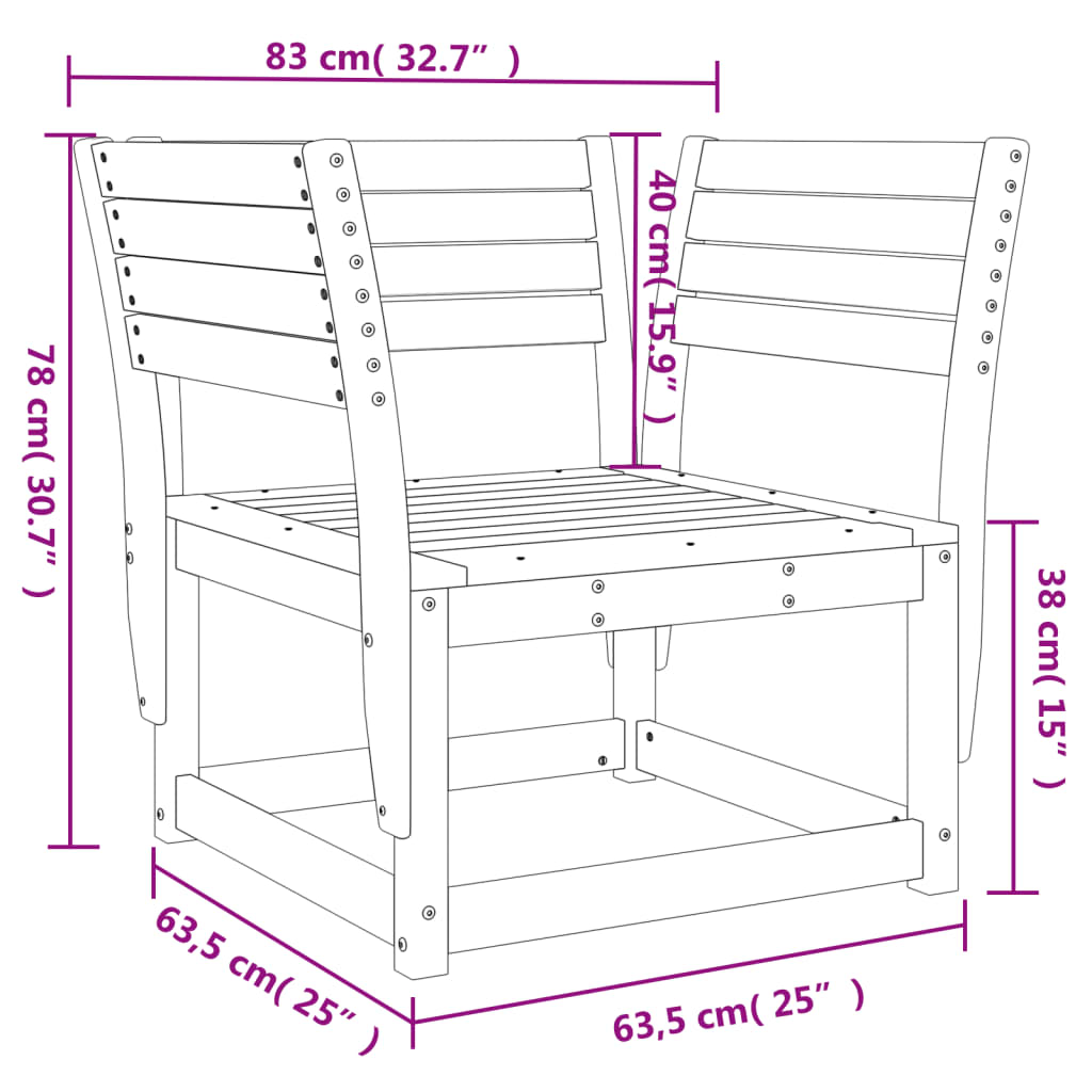 vidaXL Garden Chair | Natural Wood | Vacuum Pressure Impregnated Pinewood