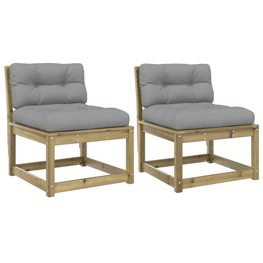 vidaXL Garden Sofas with Cushions 2pcs Impregnated Wood Pine