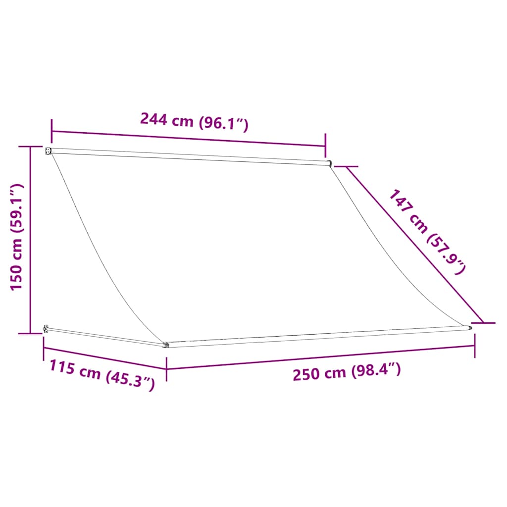 vidaXL Retractable Awning Anthracite 250x150 cm Fabric and Steel