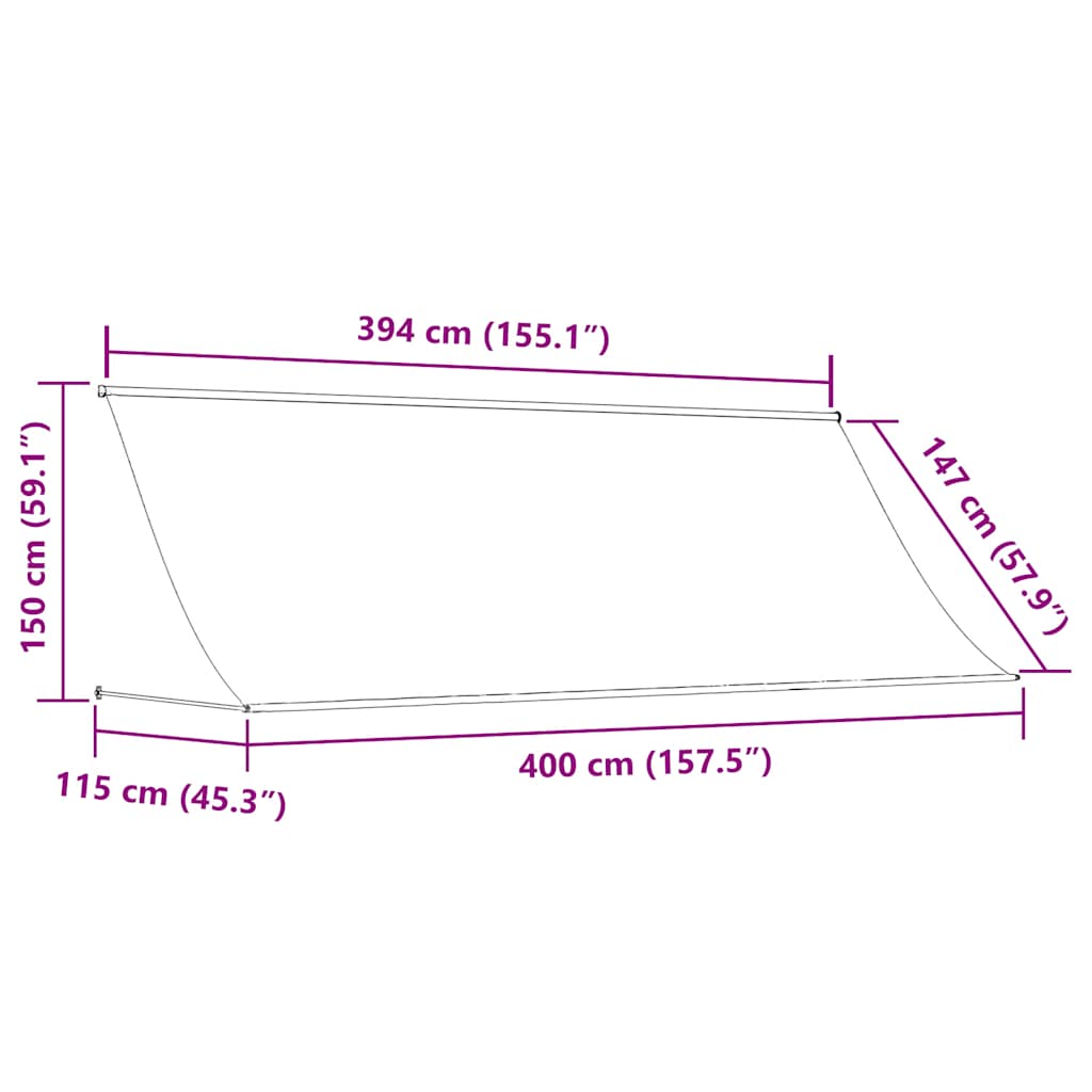 vidaXL Retractable Awning Anthracite 400x150 cm Fabric and Steel