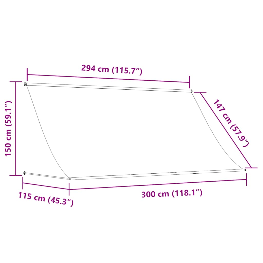 vidaXL Retractable Awning Cream 300x150 cm Fabric and Steel